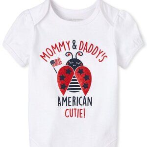 The Childrens Place Baby Girls American Cutie Graphic Bodysuit -White 18-24 mm